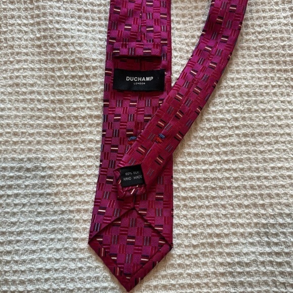Duchamp London Purple Magenta Rectangle Bar Silk Necktie Tie - Picture 1 of 8